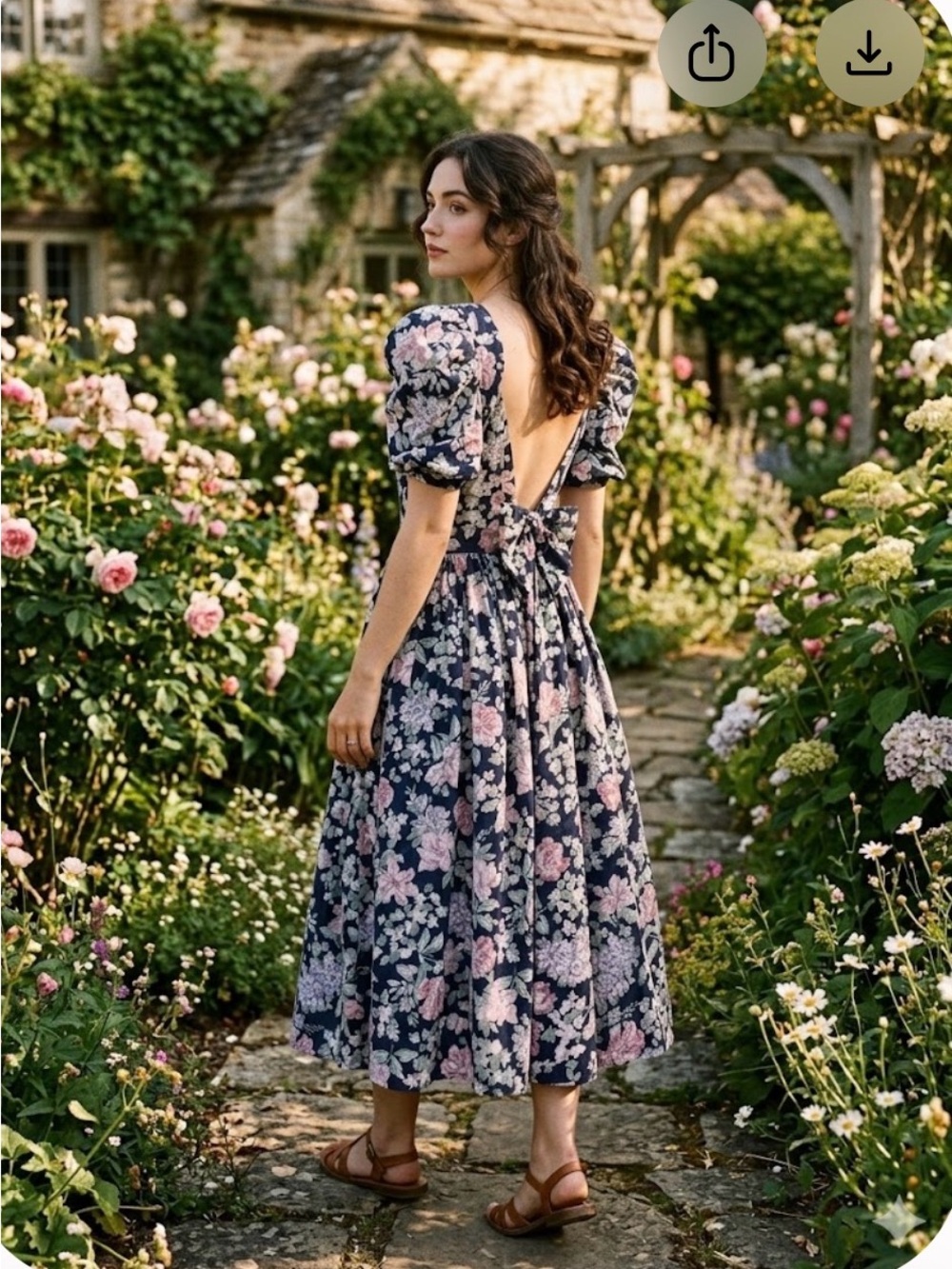 Rare 1980s Laura Ashley Floral Puff-Sleeve Romantic Cottagecore dress (read)